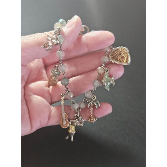 1950's Little Miss Brand Hawaii Charm Bracelet 7" Silver Tone Vintage - Picture 2 of 12